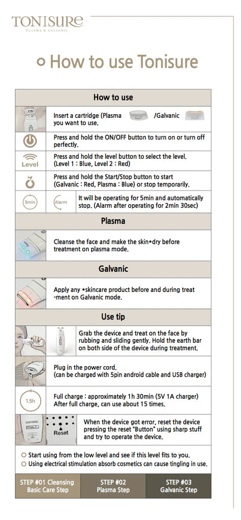Tonisure Plasma & Galvanic 2 in 1 portable skin care device - Skin Essence by Kathy